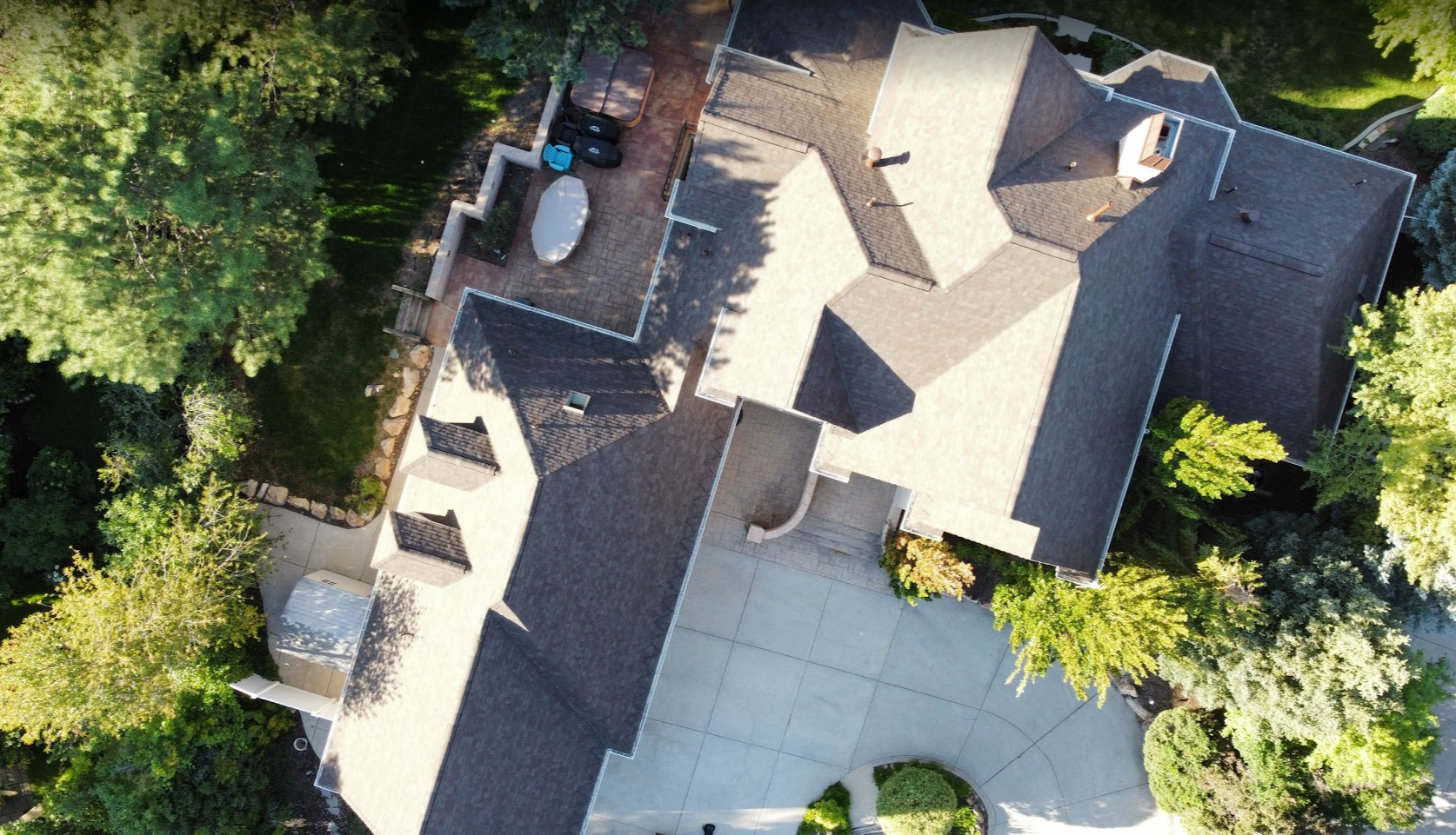 Aerial View of New Asphalt Shingle Roof